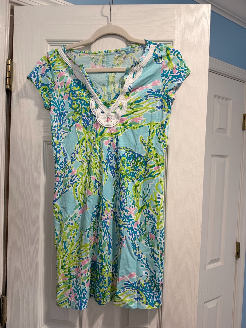 Lilly Pulitzer Seafoam Blue Pink Green Printed Mini Dress